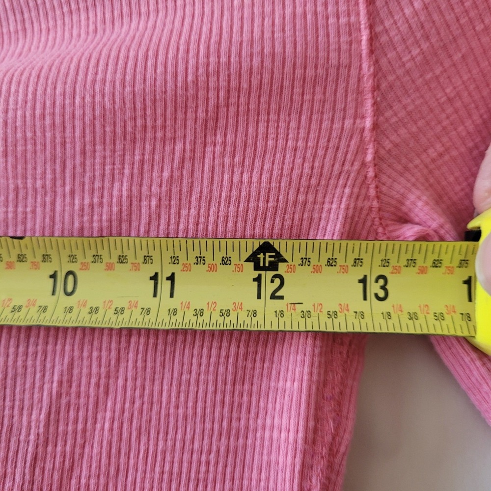 Aeropostale Logo Womens Pink Ribbed Henley Long Sleeve Graphic Top XS Y2K - Picture 6 of 6